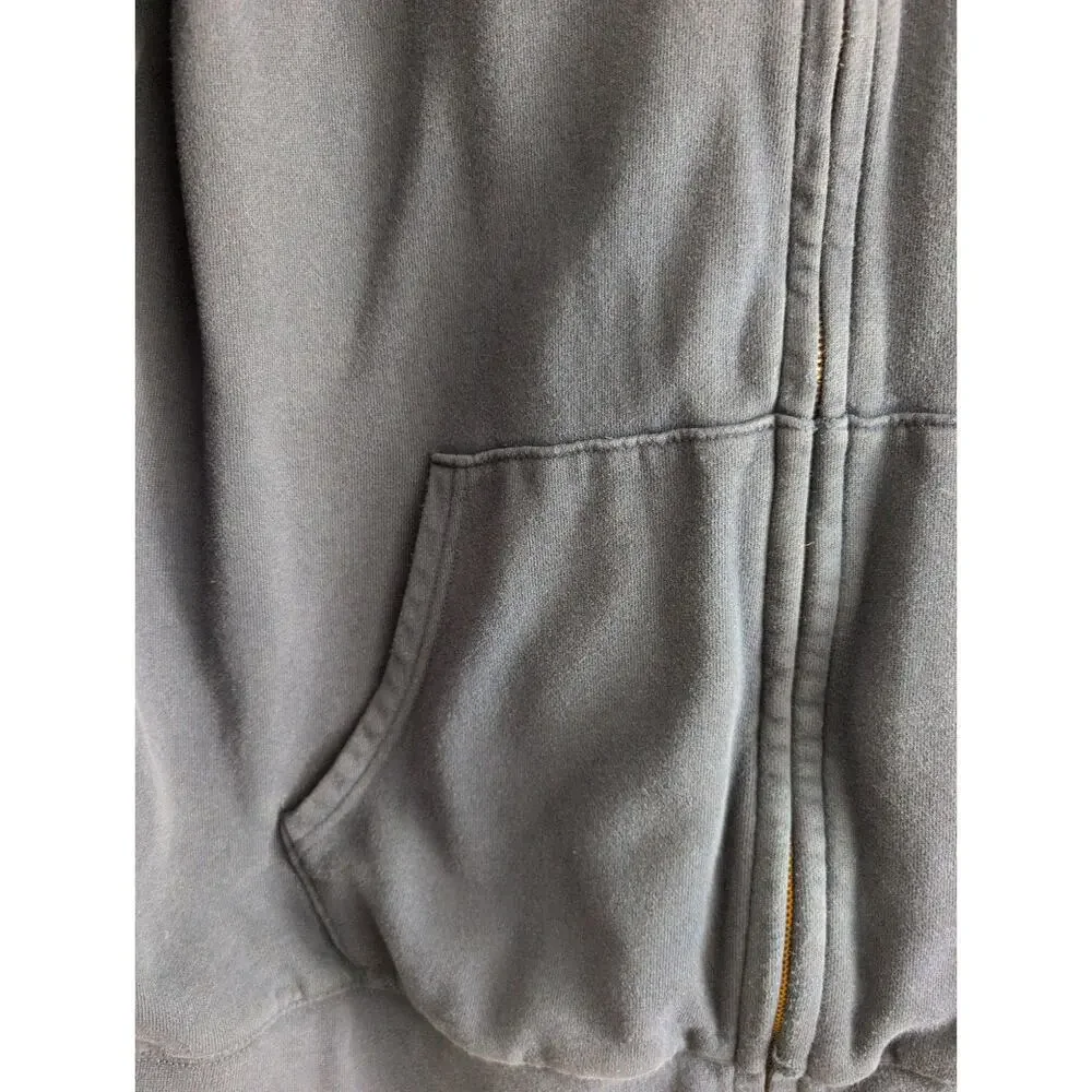 Eddie Bauer Mens Zip Sweatshirt Tall XXL Blue Thermal Lined Heavyweight Hood